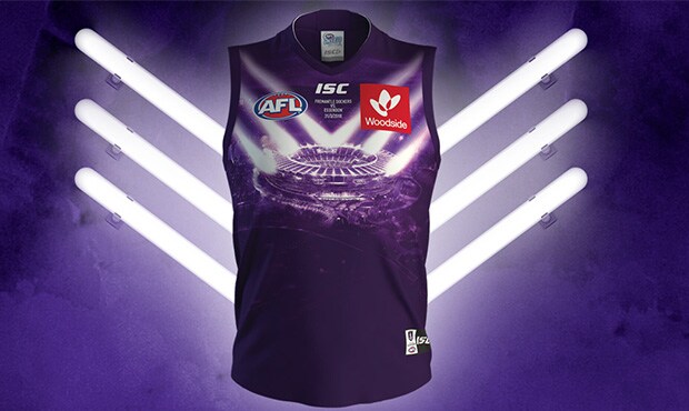 stadium jumper 62 web.jpg Fremantle is releasing a commemorative Optus Stadium guernsey. - Optus Stadium,Fremantle,Fremantle Dockers